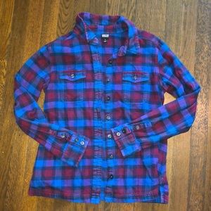 Patagonia button up long sleeve flannel, size 6
